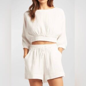 Sea Level White Gauze Cropped Top